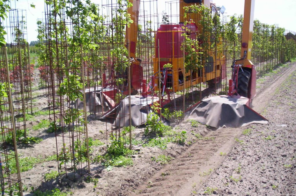 Capots de mauvaises herbes guidées par la culture - Tracteur enjambeur